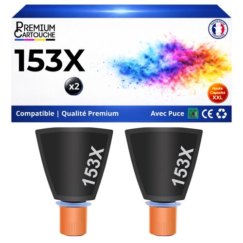 W1530X 153X 2 toners Noir compatibles pour HP LaserJet Tank 1020w 1502w 2502dw MFP 1005w 1602w 2602sdw avec puce 2 x 5000 pages