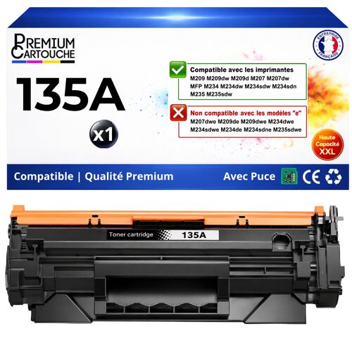 W1350A 135A toner compatible pour HP LaserJet M207dw M209dw MFP M234dw M235dw Noir avec puce 1100 pages