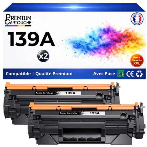 W1390A 139A toner compatible pour HP LaserJet Pro 3001dn 3001dw 3002dn Noir avec puce 2 x 1500 pages