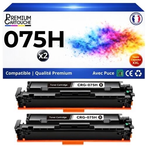 075H CRG075H 6369C002 W2190X lot de 2 toners compatibles pour Canon i-SENSYS LBP 646Cdw MF 664Cdw Noir avec puce 2 x 3200 pages