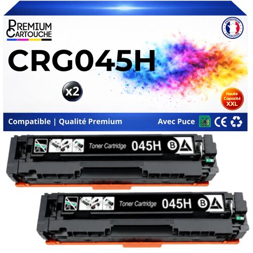 045H CRG045H CRG-045H Lot 2 Toners Noir compatible pour Canon iSENSYS LBP611Cn LBP613Cdw MF631Cn MF633Cdw avec puce 2 x 3200 pages