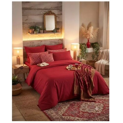 Drap Housse Percale De Coton 90 X 190 Cm Rouge