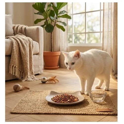 Gamelle Plat En Céramique Pour Chat Anti-Stress Filou 60 Ml Jaune