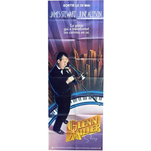 The Glenn Miller Story (Romance Inachevée) - Véritable Affiche De Cinéma Pliée - Format 60x160 Cm - De Anthony Mann Avec James Stewart, June Allyson, Harry Morgan - 1954 Ressortie