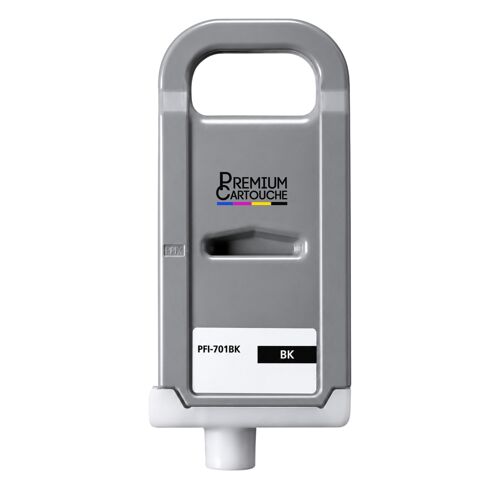 Cartouche PFI-701 BK compatible pour Canon Noir Haute capacité avec puce encre pigmentée 700 ml Pack 1