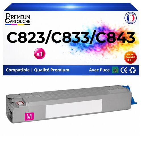 Toner 46471102 compatible pour OKI Magenta Haute capacité avec puce 7000 pages Pack 1