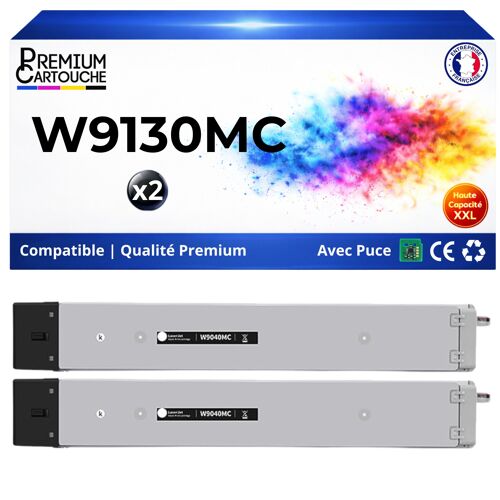 W9130MC W9120MC pack de 2 toners compatibles pour HP E78523dn E78528dn Noir haute capacité avec puce 25000 pages chacun impression professionnelle durable