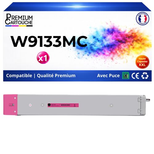 W9133MC toner compatible pour HP E78523dn E78528dn Magenta haute capacité avec puce 20000 pages impression laser professionnelle qualité durable optimale