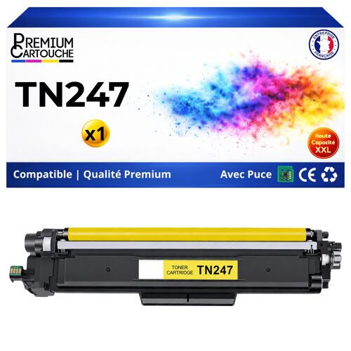 Cartouche toner TN247 TN243 TN247Y TN243Y compatible pour Brother Jaune Haute capacité avec puce 2300 pages