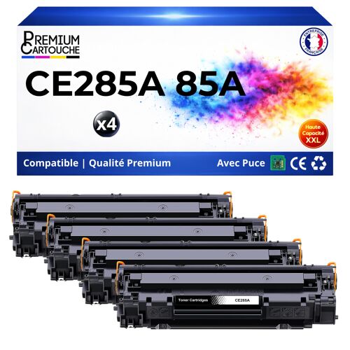 Pack 4 Toner CE285A 85A CE 285A compatible pour HP LaserJet Noir Haute capacité avec puce 2000 pages