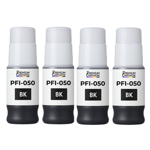 Bouteille encre pigmentée PFI-050BK 5698C001 compatible pour Canon Noir 70 ml Pack 4