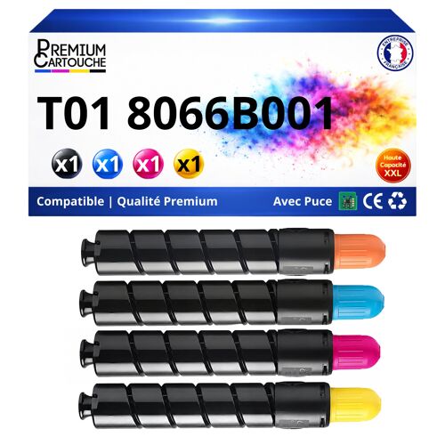 8066B001 8067B001 8068B001 8069B001 T01 Toner compatible Canon imagePRESS C60 C600 C600i C65 C650 C700 C750 C800 Couleurs avec puce Pack 4
