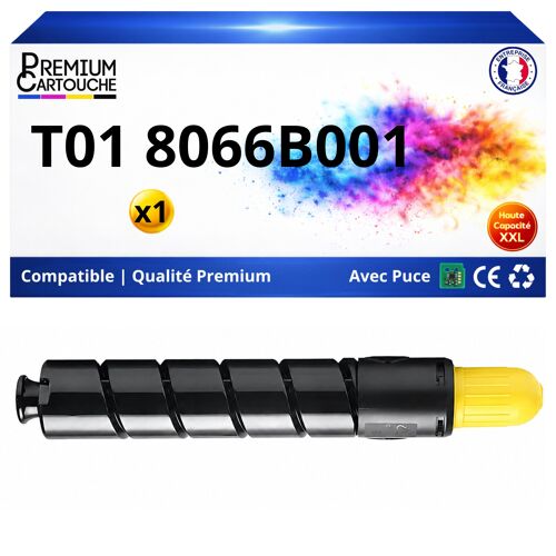 8069B001 T01 Toner compatible pour Canon imagePRESS C60 C600 C600i C65 C650 C700 C750 C800 Jaune avec puce 39500 pages