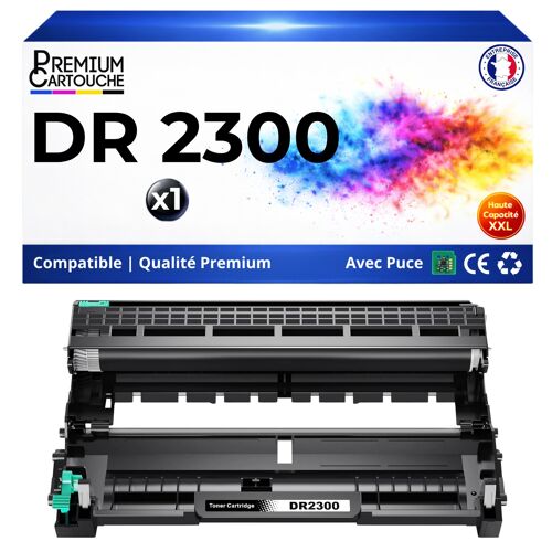 Tambour DR2300 compatible pour Brother Noir Haute capacité avec puce 12000 pages