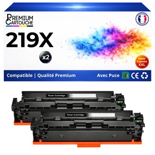 Pack 2 Cartouche toner W2190X W2190A 219X 219A compatible pour HP 3202 3302 Noir Haute capacité avec puce 3200 pages