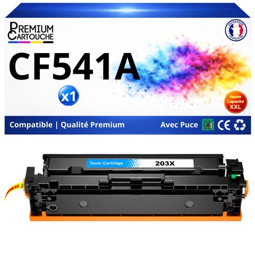 Toner 203A 203 A CF541A compatible pour HP M254 M280 M281 Cyan Haute capacité avec puce 1300 pages