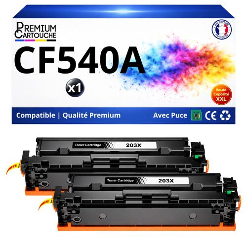 Pack 2 Toner 203A 203 A CF540A compatible pour HP M254 M280 M281 Noir Haute capacité avec puce 1400 pages