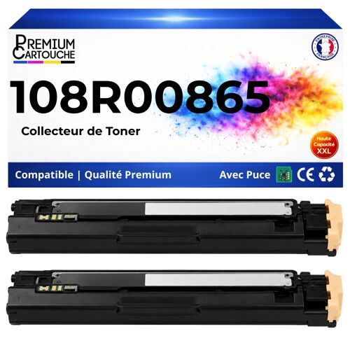 Pack 2 Collecteurs de toner 108R00865 108 R 00865 compatible pour Xerox Phaser 7500 Series Haute capacité 20000 pages
