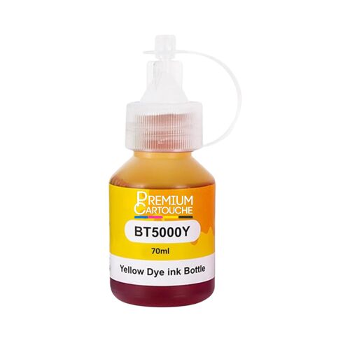 Recharge encre BT5000 BT6000 BTD60 compatible pour Brother Jaune Haute capacité 100 ml