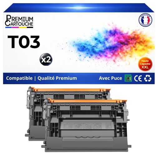 Pack 2 T03 T03K toners compatibles pour Canon DX 525i 527i 615i 617i Noir avec puce