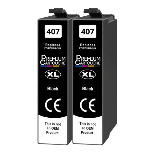 407XL C13T07U140 Lot 2 Cartouches compatible pour Epson Noir avec puce 2600 pages