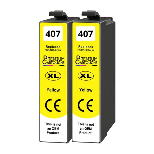 407XL C13T07U440 Lot 2 Cartouches compatible pour Epson Jaune avec puce 1900 pages
