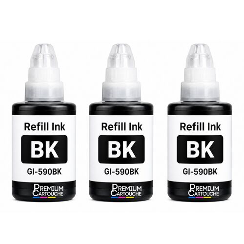 Pack 3 Recharge encre GI-490 GI-590 compatible pour Canon Pixma G1400 G1500 Noir Haute capacité 6000 pages