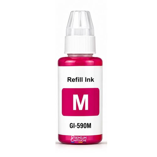 Recharge encre GI-590 1605C001 GI-490 0665C001 compatible pour Canon Pixma G1400 G1500 Magenta Haute capacité 7000 pages