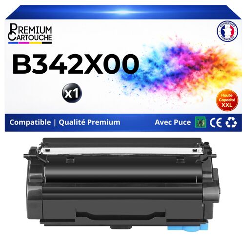 B342X00 Toner compatible pour Lexmark B3340 B3442 MB3442 Noir haute capacité avec puce 6000 pages Pack 1 impression nette pro