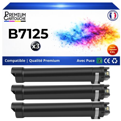 Pack 3 Toners 006R01818 Noir Haute Capacité avec puce compatible pour Xerox VersaLink B7125 B7130 B7135 rendement 102900 pages