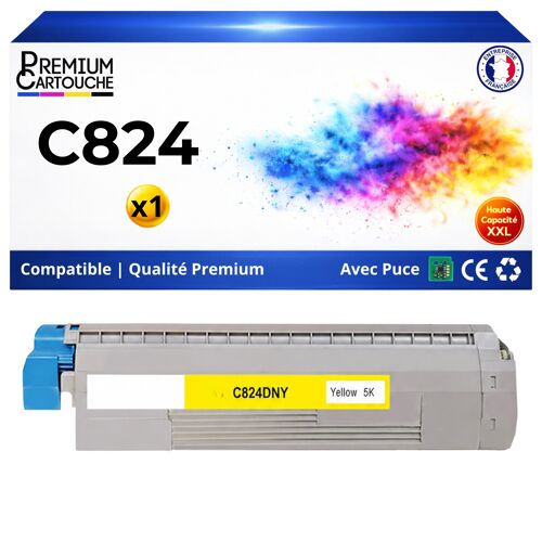 47095701 Toner compatible pour OKI C824 C834 C844 C824n C824dn C834dnw C834nw C844dnw premium Jaune avec puce 5000 pages