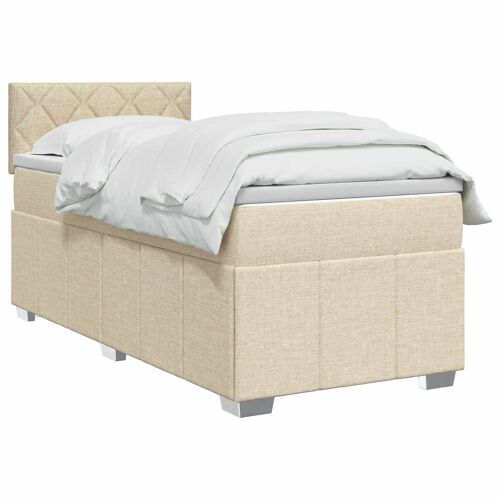 vidaXL Lit boxspring avec matelas Crème 100 x 200 cm Tissu