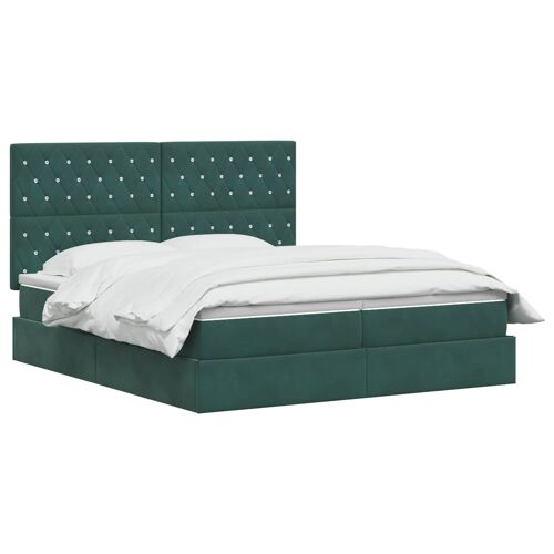 vidaXL Lit de Rangement avec stockage Vert foncé 200 x 200 cm Velours