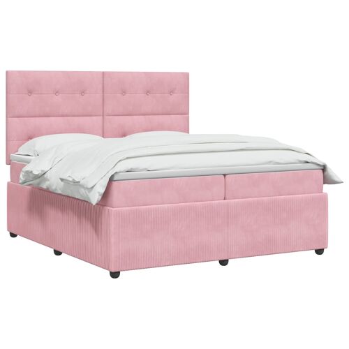 vidaXL Lit boxspring avec matelas Rose 200 x 200 cm Velours