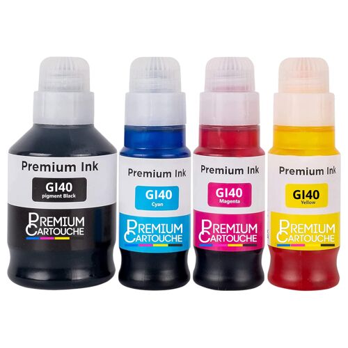 Pack 4 Bouteilles encre GI-40 GI-41 Noir Couleurs compatible pour Canon Haute capacité