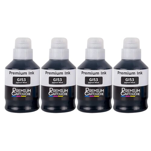 Pack 4 Recharge encre GI-53BK compatible pour Canon PIXMA G550 G650 Noir Haute capacité 3800 pages