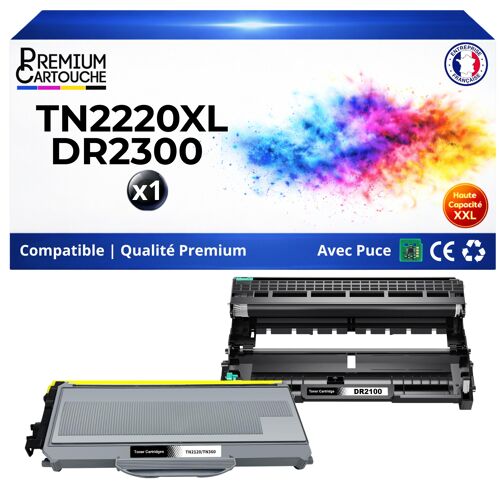 TN-2110 TN2110 TN-2120 DR-2100 DR2100 Kit Toner Tambour compatibles pour Brother HL2140 DCP7030 MFC7320 Noir avec puce 2600 12000 pages