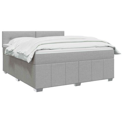 vidaXL Lit boxspring avec matelas Gris clair 160 x 200 cm Tissu