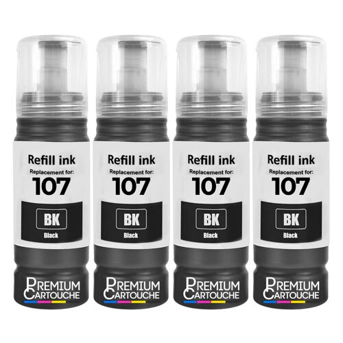compatible pour Epson C13T09B140 107 noire haute capacité 3600 pages pack 4 x 70 ml