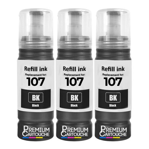 compatible pour Epson C13T09B140 107 noire haute capacité 3600 pages pack 3 x 70 ml