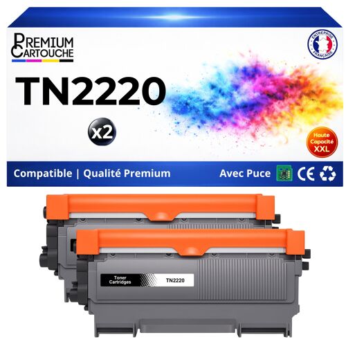 compatible pour Brother TN-2220 TN2210 2600 pages haute capacité Pack 2