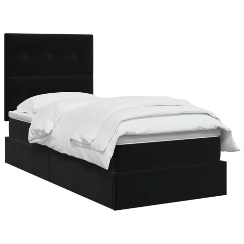vidaXL Lit de rangement LED avec matelas Noir 100 x 200 cm Velours