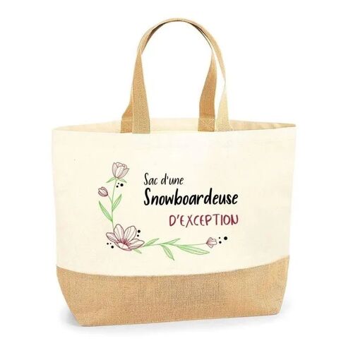 Sac d'une Snowboardeuse d'exception | Cabas de Plage Courses Coton et Toile de Jute Idée Cadeau Femme
