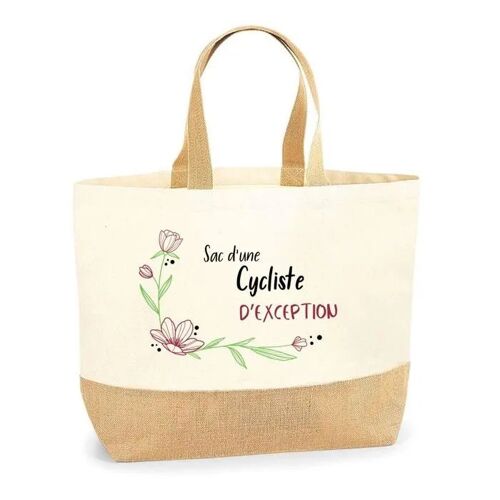 Sac d'une Cycliste d'exception | Cabas de Plage Courses Coton et Toile de Jute Idée Cadeau Femme