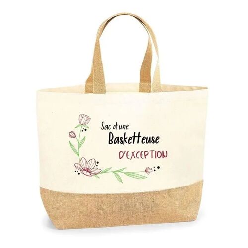 Sac d'une Basketteuse d'exception | Cabas de Plage Courses Coton et Toile de Jute Idée Cadeau Femme