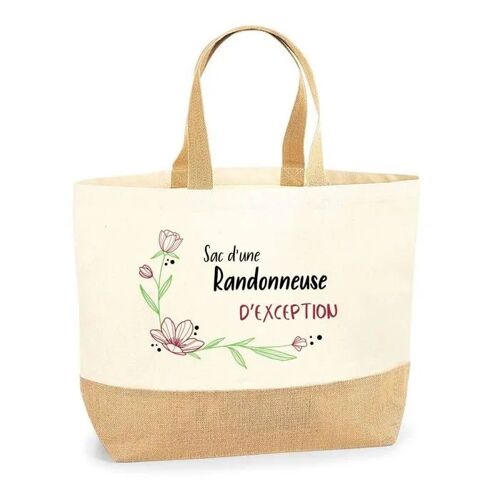 Sac d'une Randonneuse d'exception | Cabas de Plage Courses Coton et Toile de Jute Idée Cadeau Femme