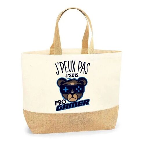 Sac échecs échec et mat J'peux pas | Cabas de Plage Courses Coton et Toile de Jute Idée Cadeau