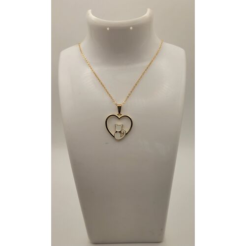 Collier Coeur Chat Blanc