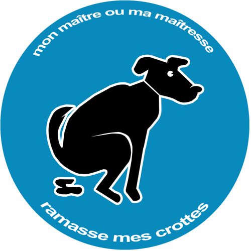 Stop Aux Crottes De Chiens Bleu - 15cm - Sticker/Autocollant