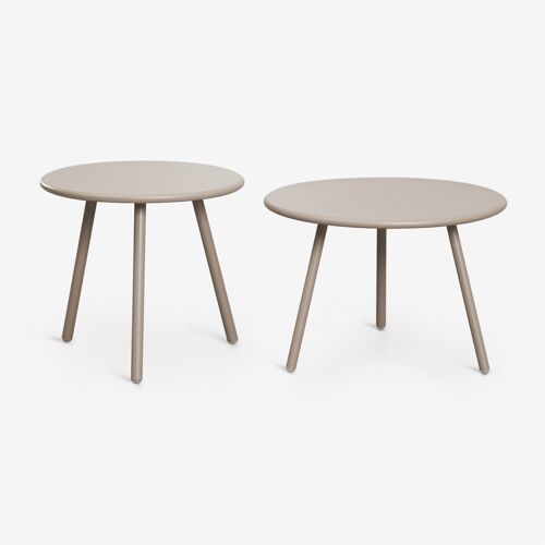 Set De 2 Tables D'appoint De Jardin En Acier Aradina Moka Brown